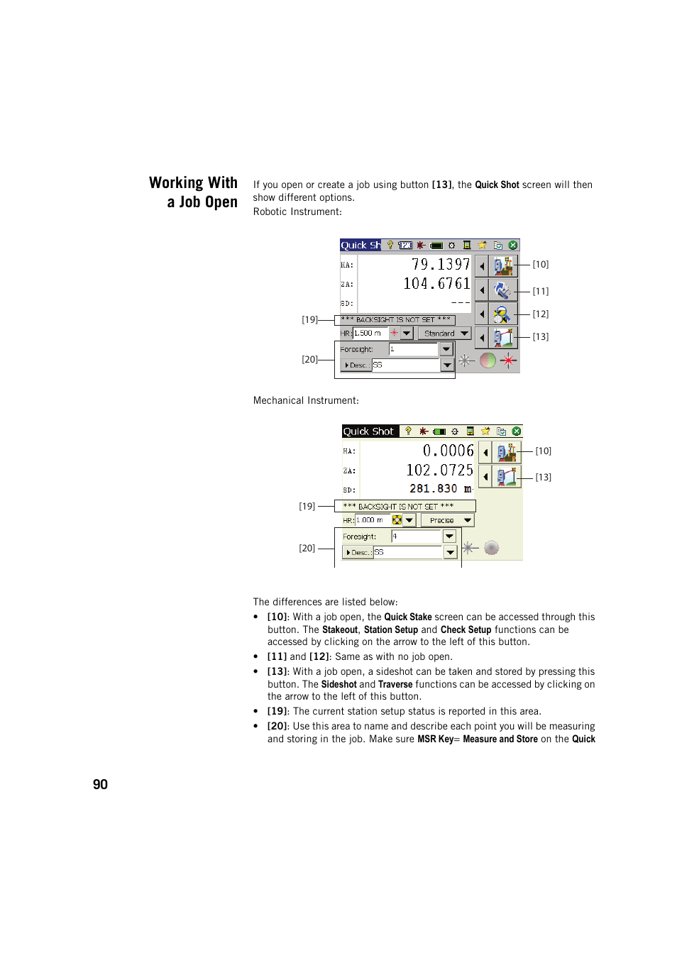 Working with a job open | Spectra Precision Survey Pro v5.4 User Manual | Page 100 / 114