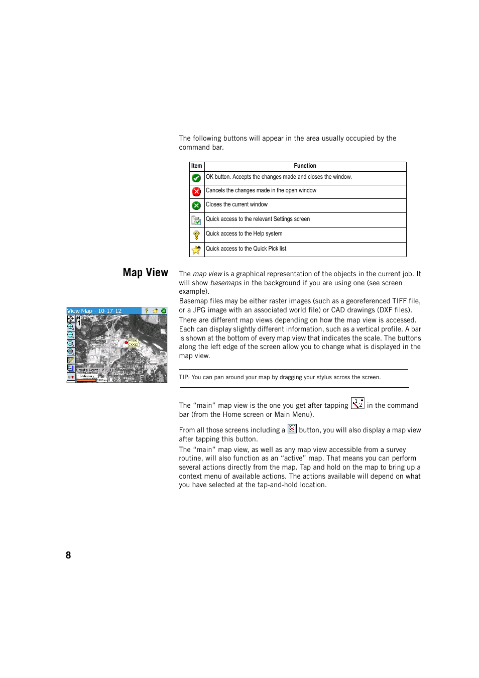 Map view | Spectra Precision Survey Pro v5.4 User Manual | Page 18 / 114