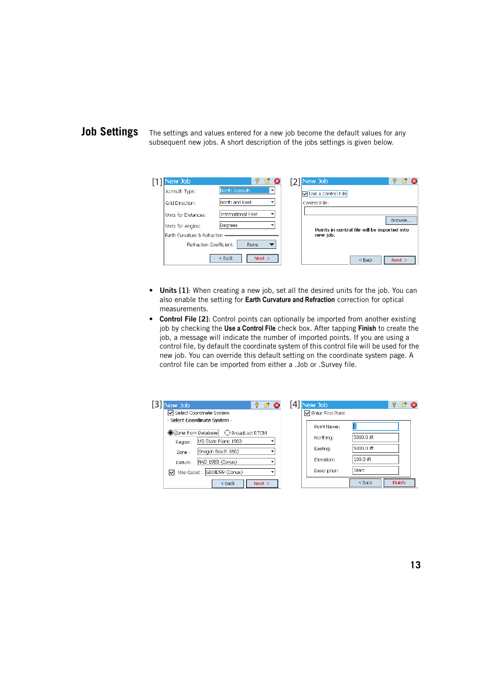 Job settings | Spectra Precision Survey Pro v5.4 User Manual | Page 23 / 114