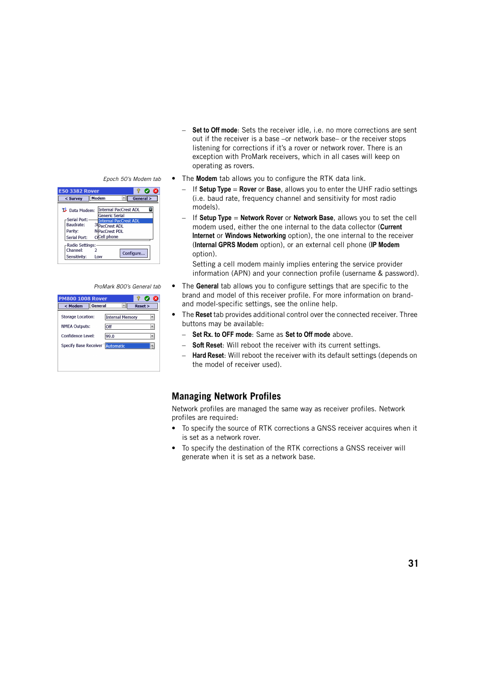 Managing network profiles | Spectra Precision Survey Pro v5.4 User Manual | Page 41 / 114