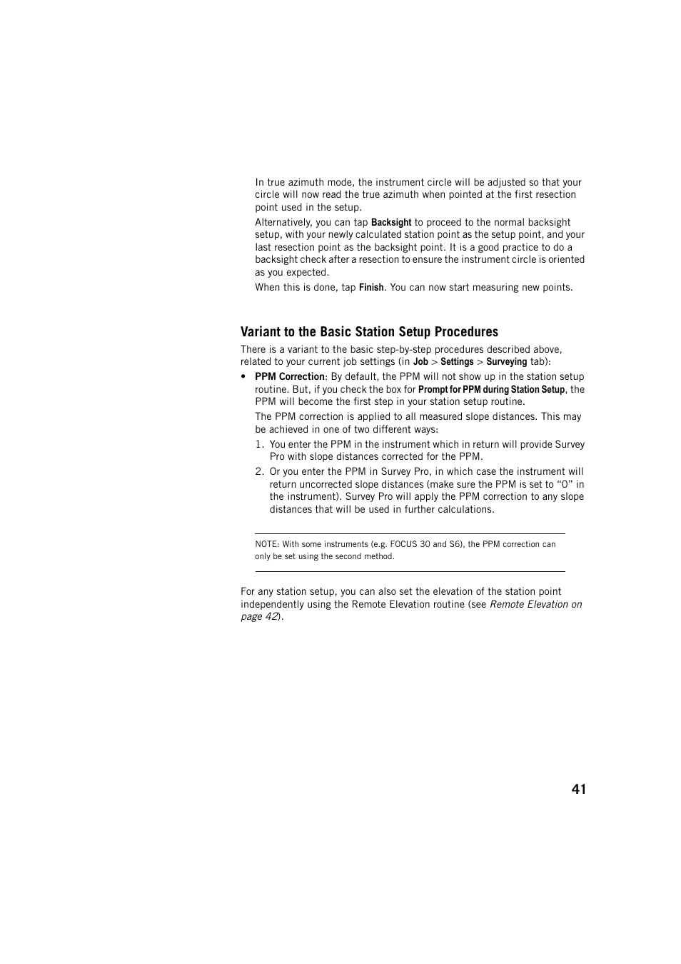 Variant to the basic station setup procedures | Spectra Precision Survey Pro v5.4 User Manual | Page 51 / 114