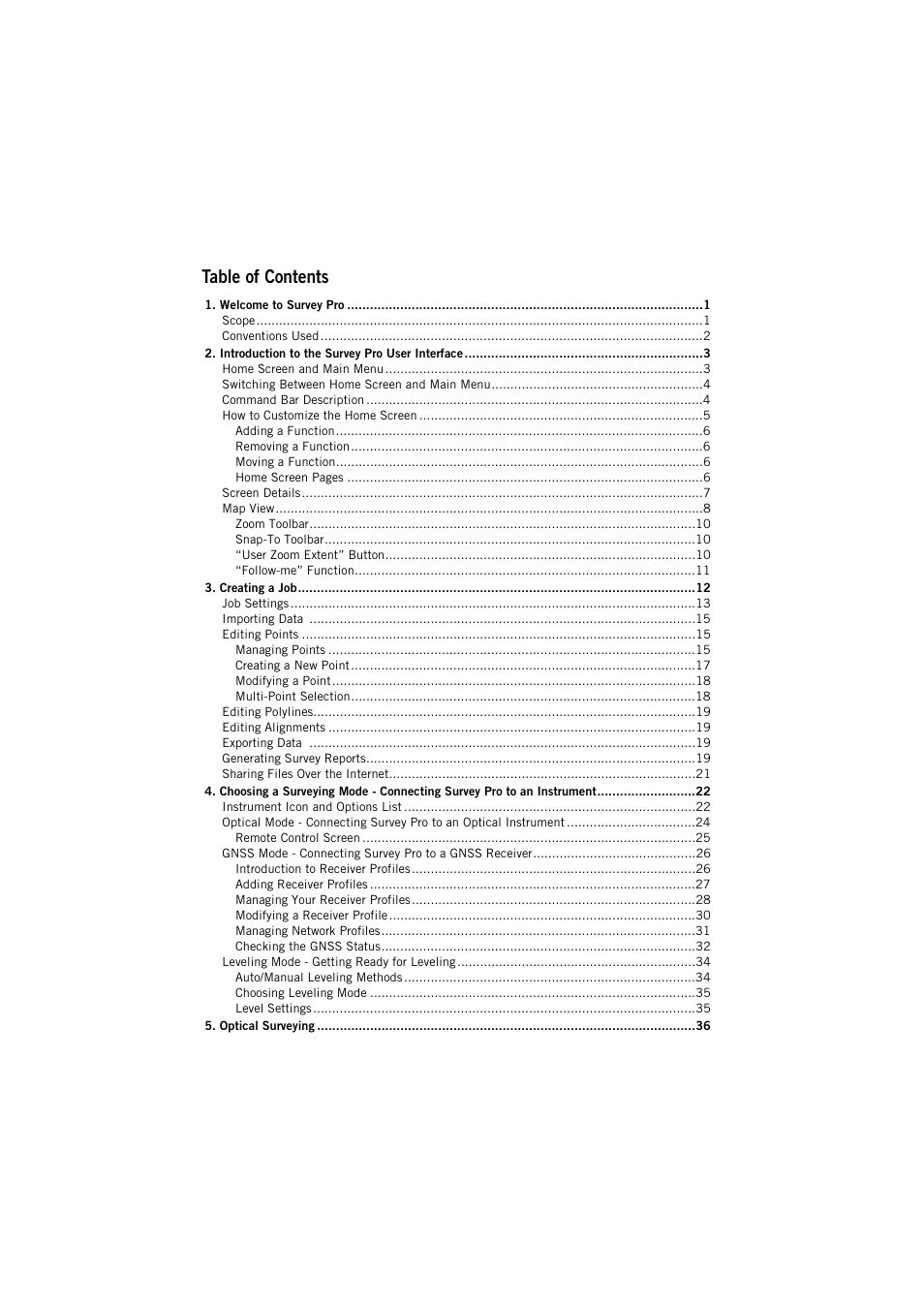 Spectra Precision Survey Pro v5.4 User Manual | Page 7 / 114