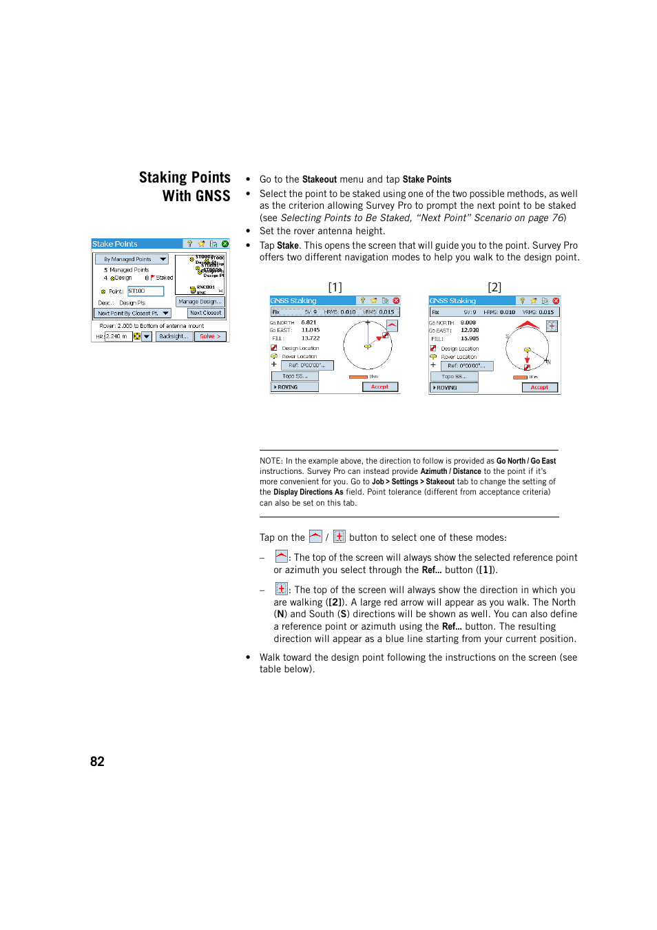 Staking points with gnss | Spectra Precision Survey Pro v5.4 User Manual | Page 92 / 114