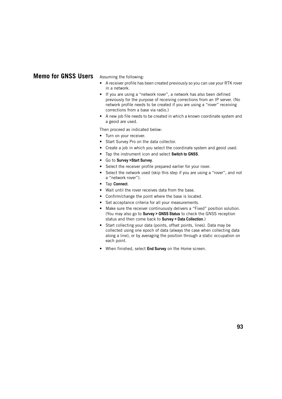 Memo for gnss users | Spectra Precision Survey Pro v5.3 User Manual | Page 101 / 106