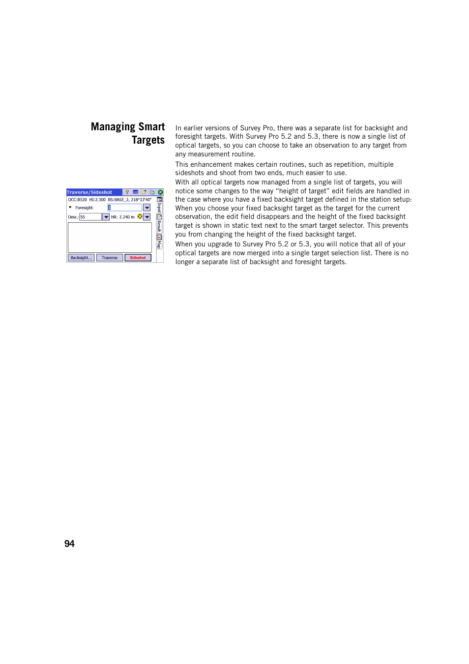 Managing smart targets | Spectra Precision Survey Pro v5.3 User Manual | Page 102 / 106