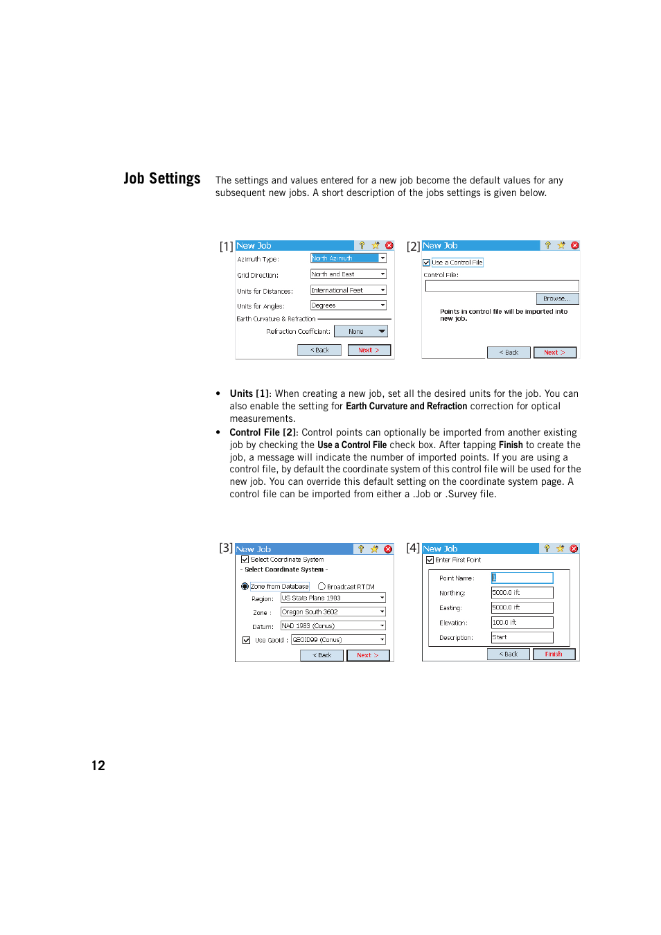 Job settings | Spectra Precision Survey Pro v5.3 User Manual | Page 20 / 106