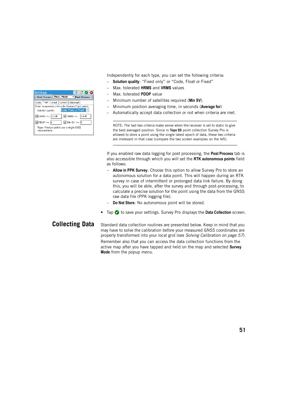 Collecting data | Spectra Precision Survey Pro v5.3 User Manual | Page 59 / 106