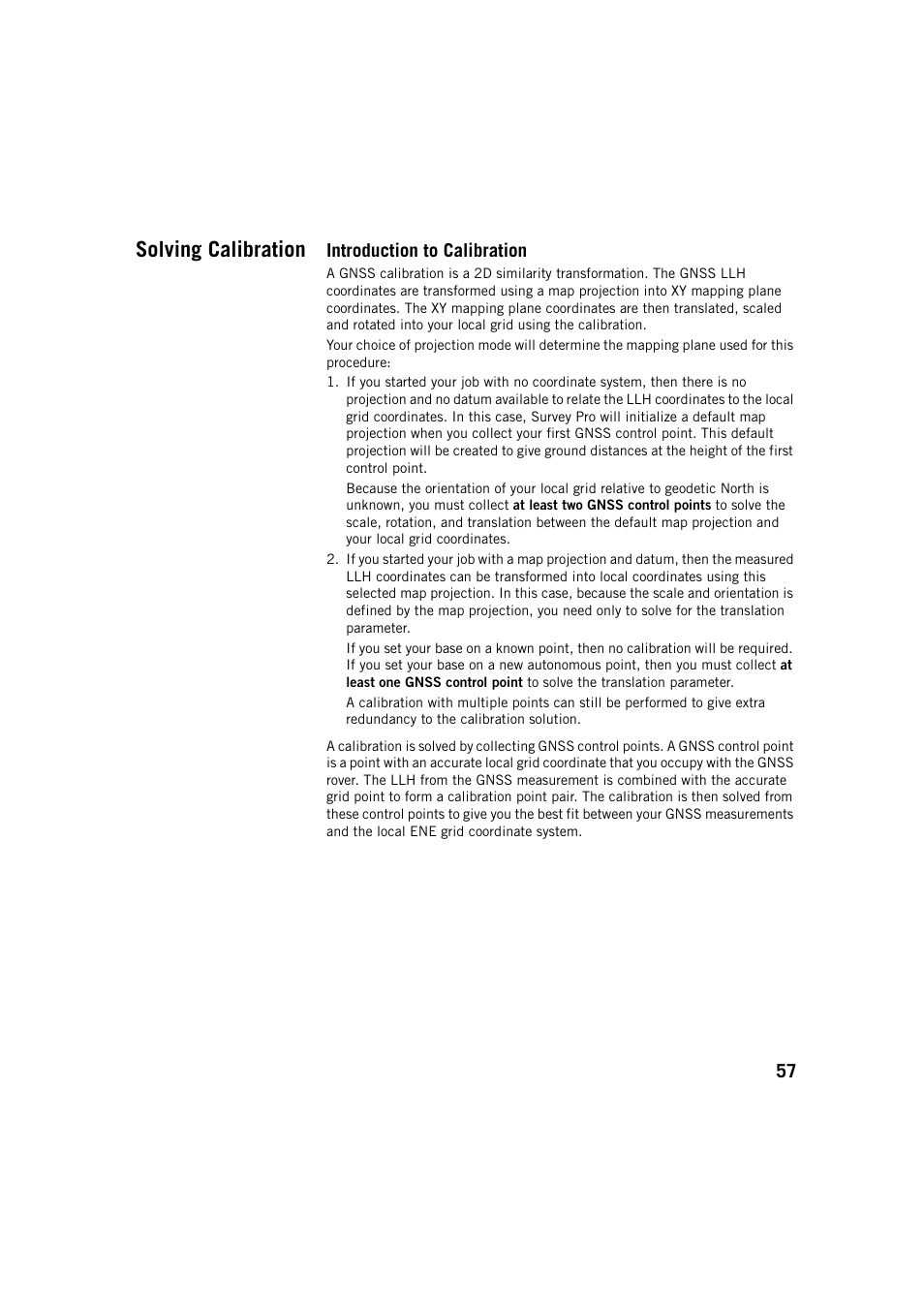 Solving calibration, Introduction to calibration | Spectra Precision Survey Pro v5.3 User Manual | Page 65 / 106