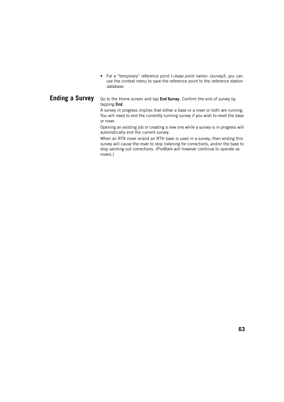 Ending a survey | Spectra Precision Survey Pro v5.3 User Manual | Page 71 / 106