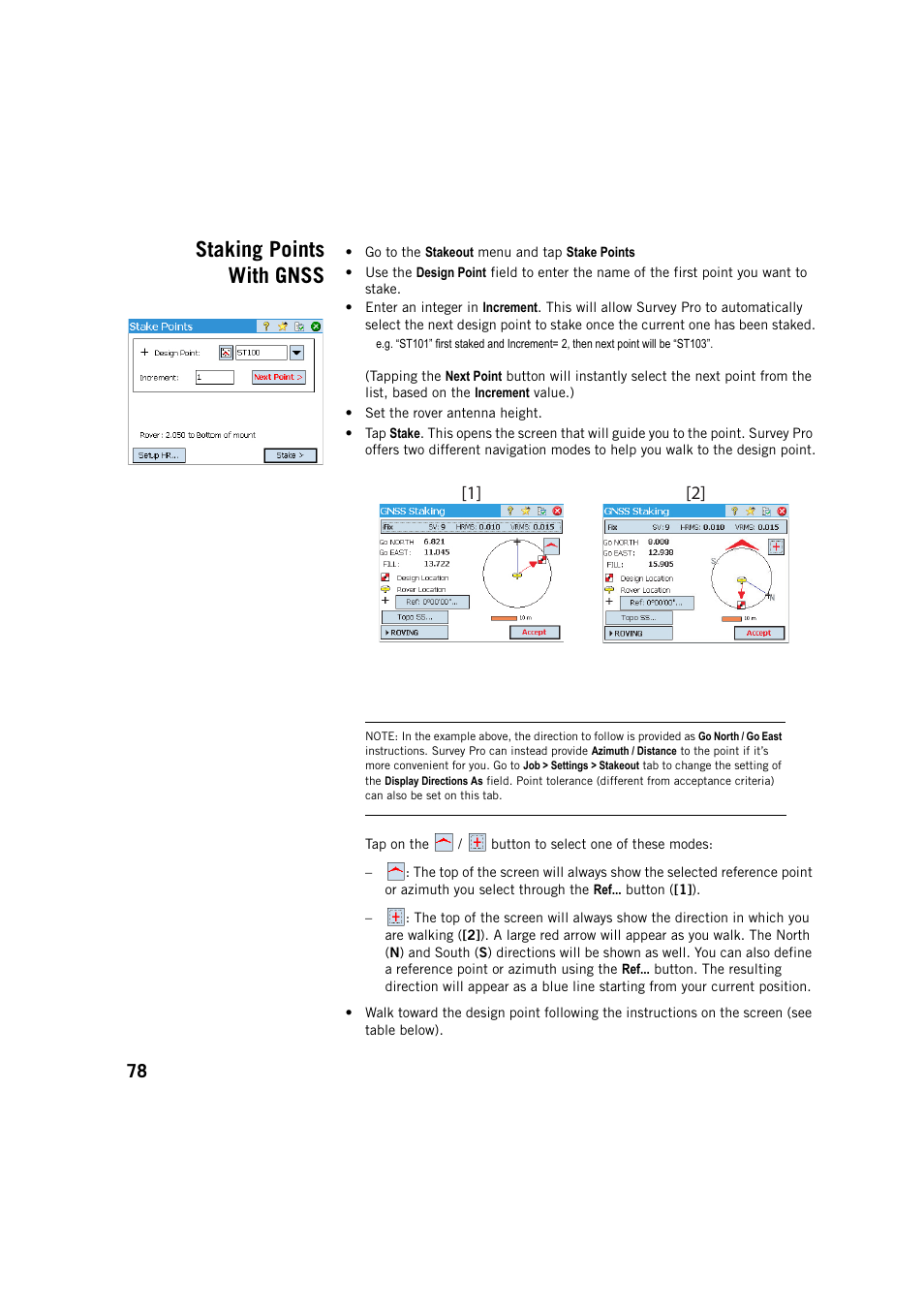 Staking points with gnss | Spectra Precision Survey Pro v5.3 User Manual | Page 86 / 106