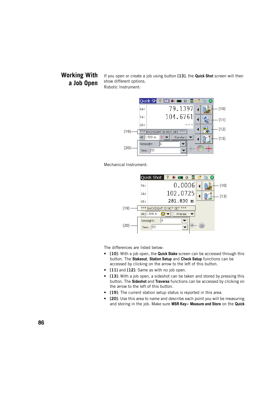 Working with a job open | Spectra Precision Survey Pro v5.3 User Manual | Page 94 / 106