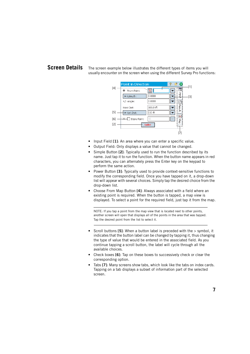Screen details | Spectra Precision Survey Pro v5.2 User Manual | Page 15 / 88