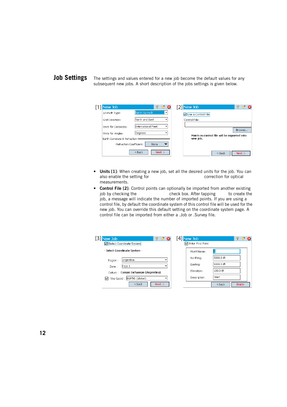 Job settings | Spectra Precision Survey Pro v5.2 User Manual | Page 20 / 88