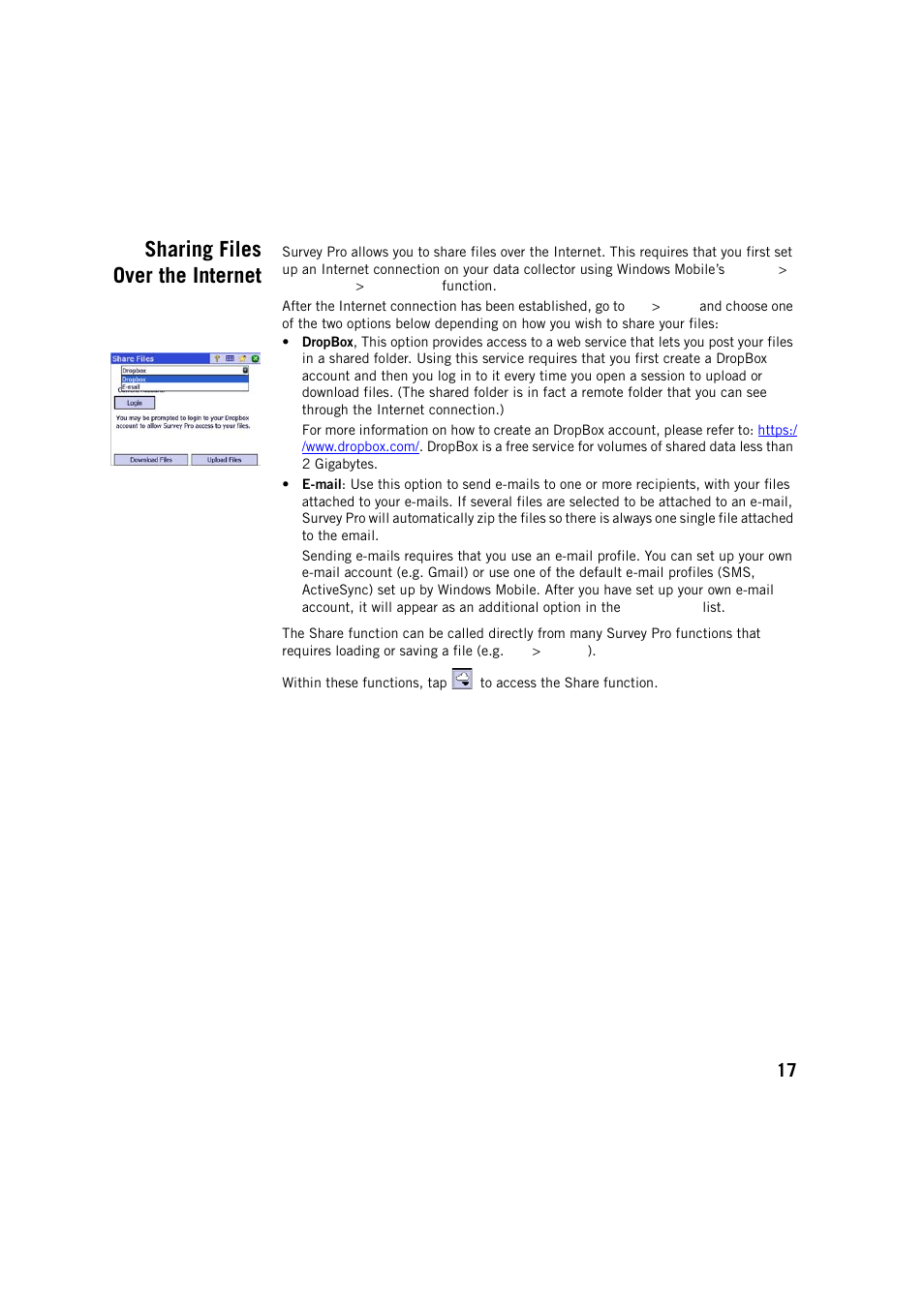 Sharing files over the internet | Spectra Precision Survey Pro v5.2 User Manual | Page 25 / 88