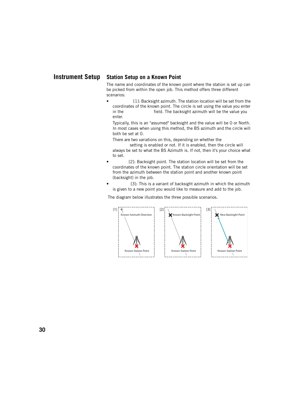 Instrument setup, Station setup on a known point | Spectra Precision Survey Pro v5.2 User Manual | Page 38 / 88
