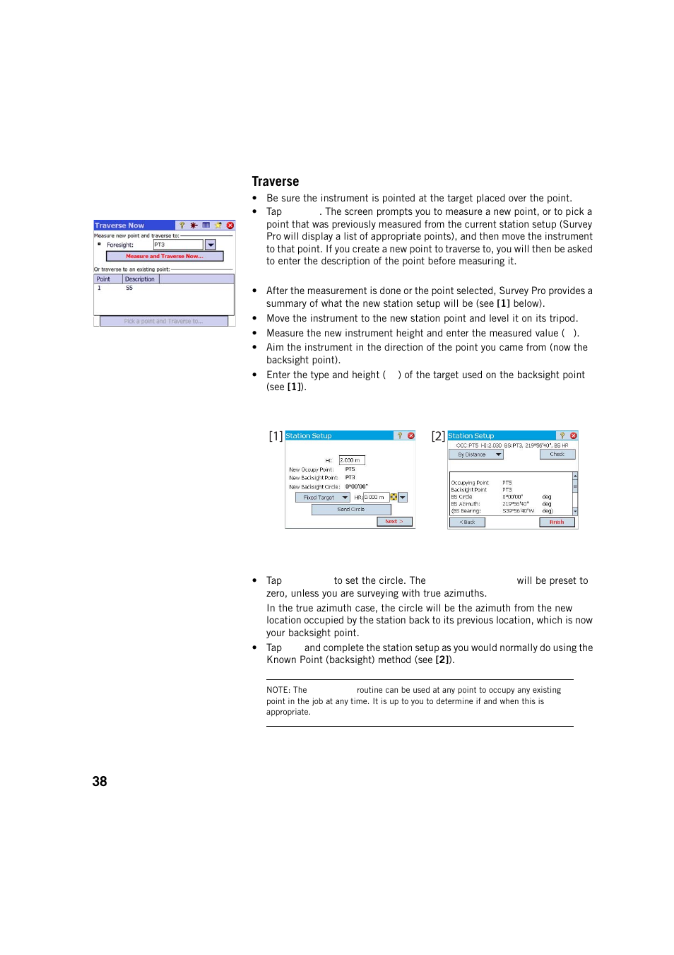 Traverse, 38 traverse | Spectra Precision Survey Pro v5.2 User Manual | Page 46 / 88