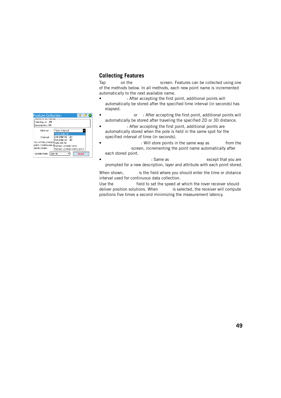 Collecting features, 49 collecting features | Spectra Precision Survey Pro v5.2 User Manual | Page 57 / 88