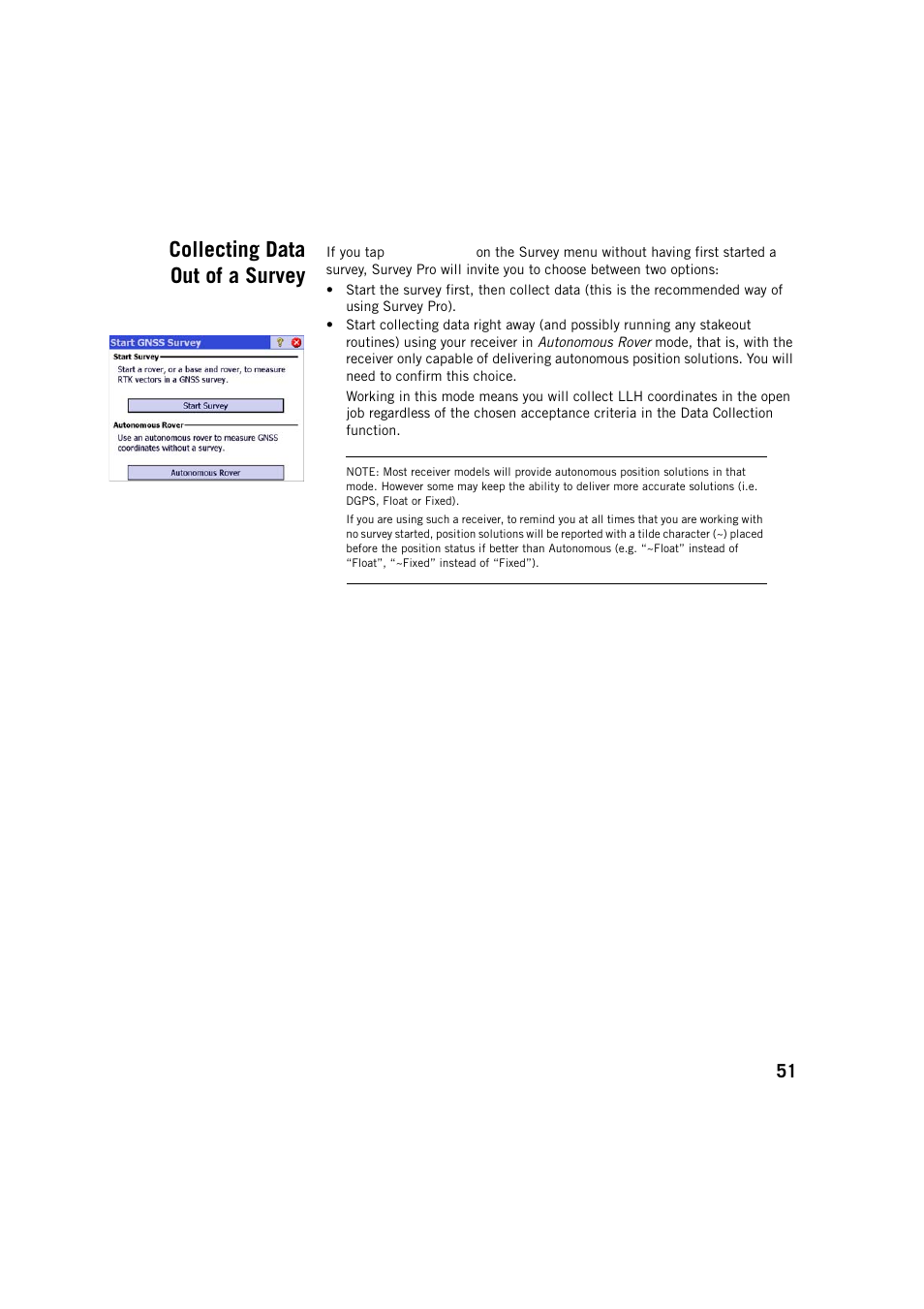 Collecting data out of a survey | Spectra Precision Survey Pro v5.2 User Manual | Page 59 / 88