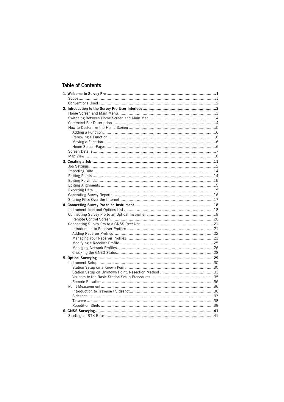 Spectra Precision Survey Pro v5.2 User Manual | Page 7 / 88