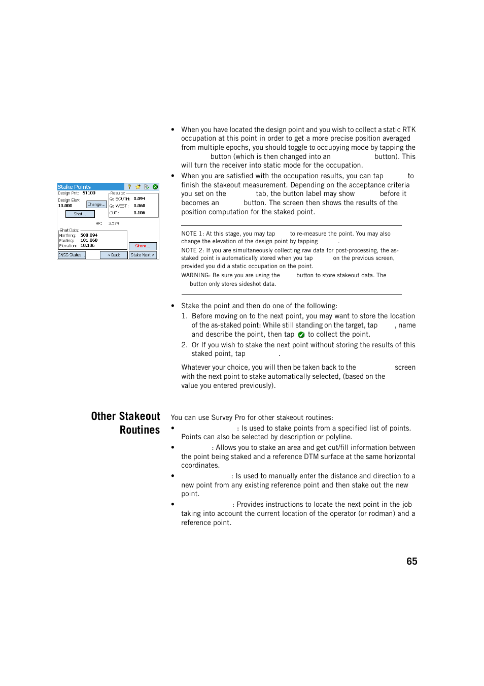 Other stakeout routines | Spectra Precision Survey Pro v5.2 User Manual | Page 73 / 88