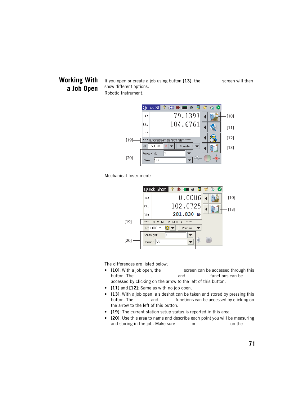 Working with a job open | Spectra Precision Survey Pro v5.2 User Manual | Page 79 / 88