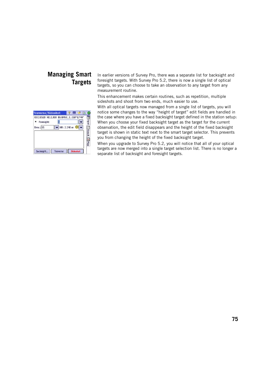 Managing smart targets | Spectra Precision Survey Pro v5.2 User Manual | Page 83 / 88