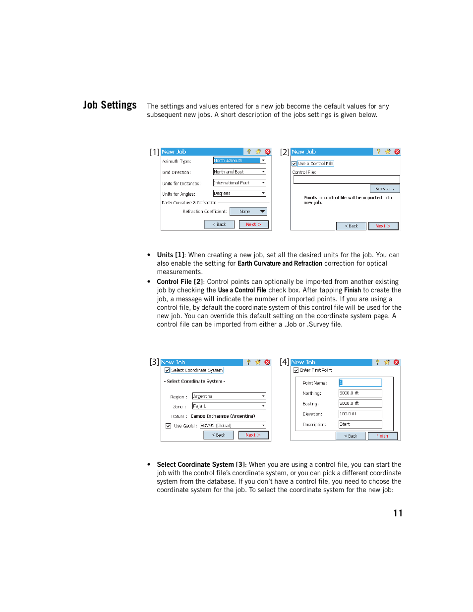 Job settings | Spectra Precision Survey Pro v5.1 User Manual | Page 17 / 76