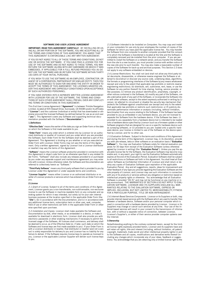 Software end user license agreement | Spectra Precision Survey Pro v5.1 User Manual | Page 2 / 76