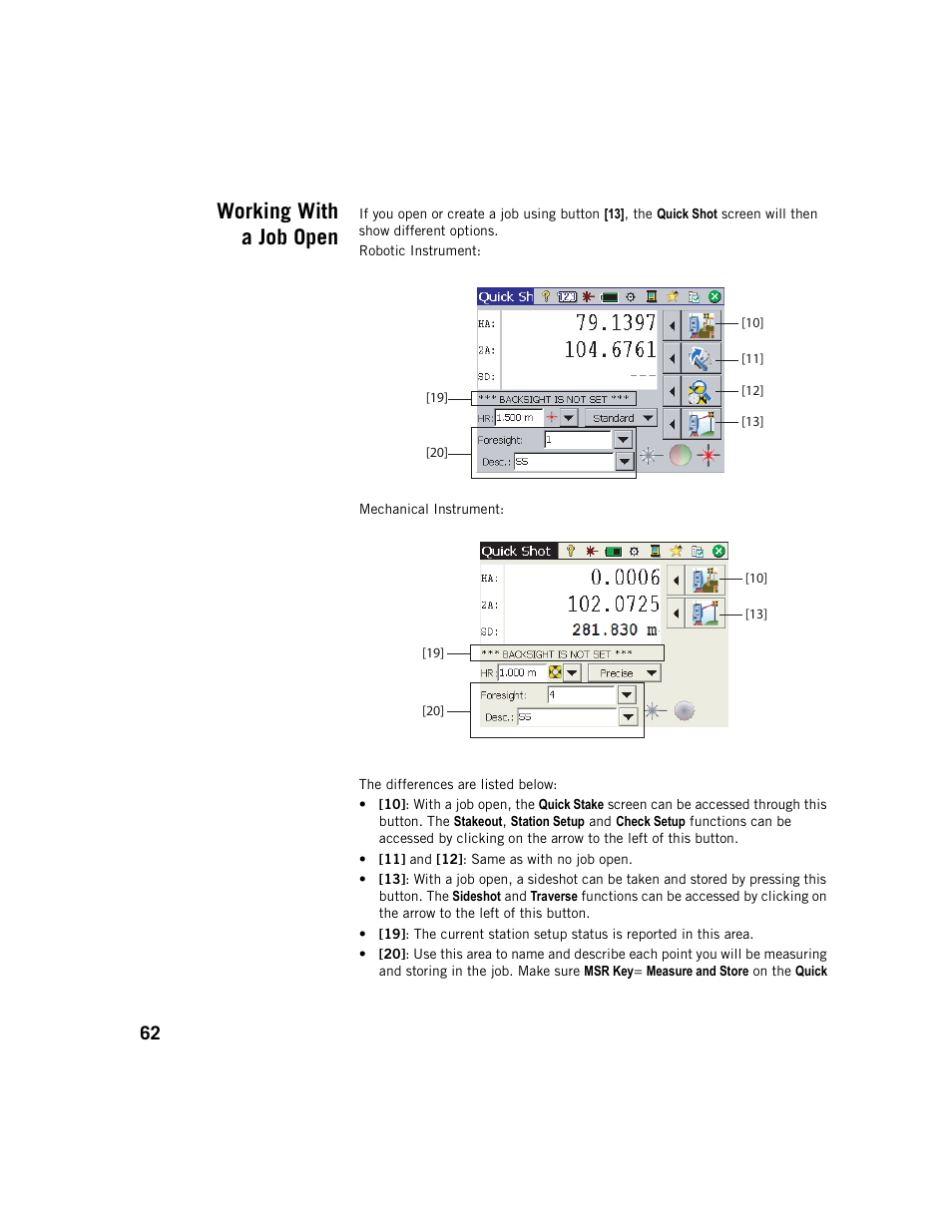 Working with a job open | Spectra Precision Survey Pro v5.1 User Manual | Page 68 / 76