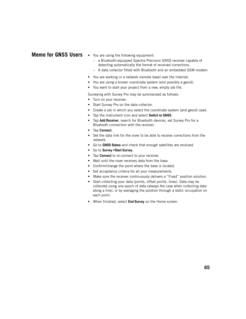 Memo for gnss users | Spectra Precision Survey Pro v5.1 User Manual | Page 71 / 76
