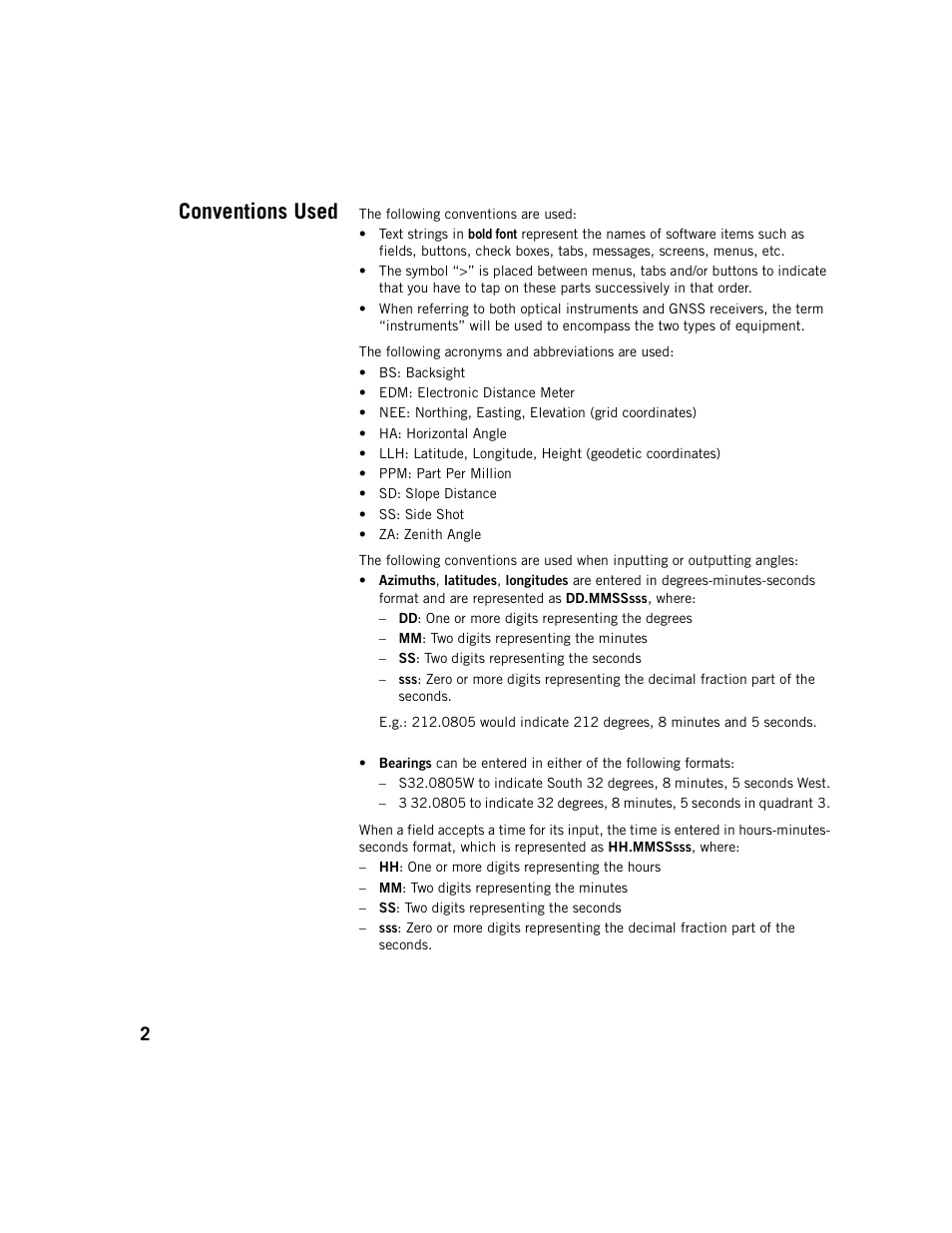 Conventions used | Spectra Precision Survey Pro v5.1 User Manual | Page 8 / 76