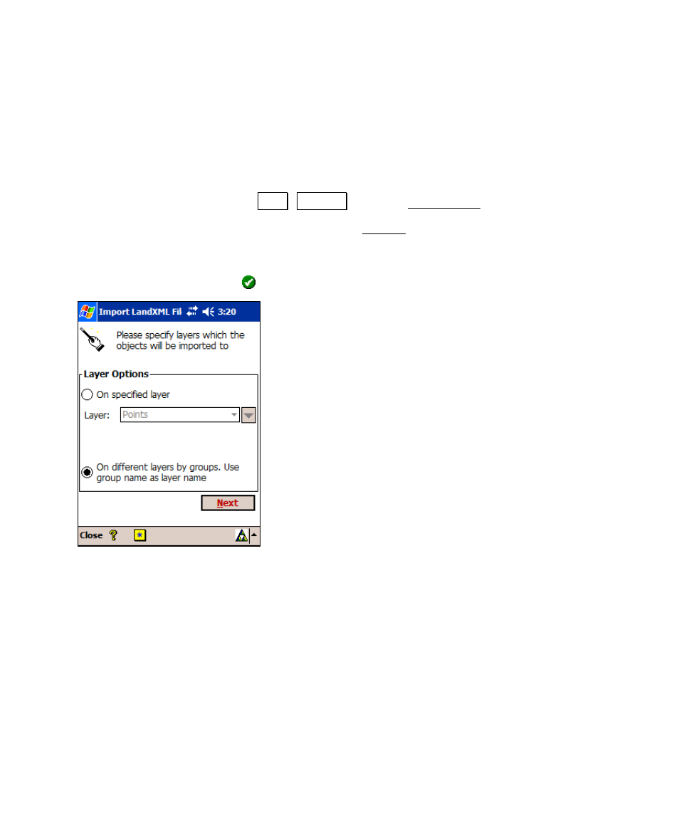 Importing a landxml file, Features | Spectra Precision Survey Pro v4.6 Recon and Nomad User Manual User Manual | Page 145 / 367