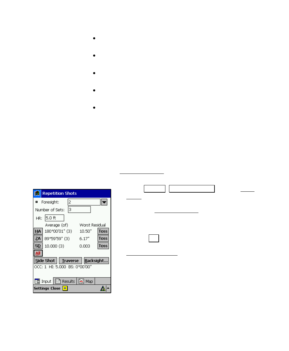 Repetition shots screen | Spectra Precision Survey Pro v4.6 Recon and Nomad User Manual User Manual | Page 151 / 367