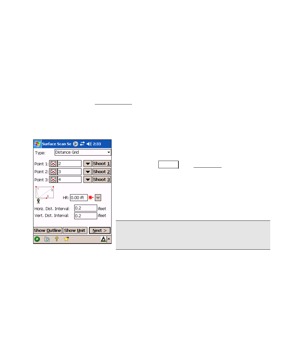 Distance grid | Spectra Precision Survey Pro v4.6 Recon and Nomad User Manual User Manual | Page 207 / 367