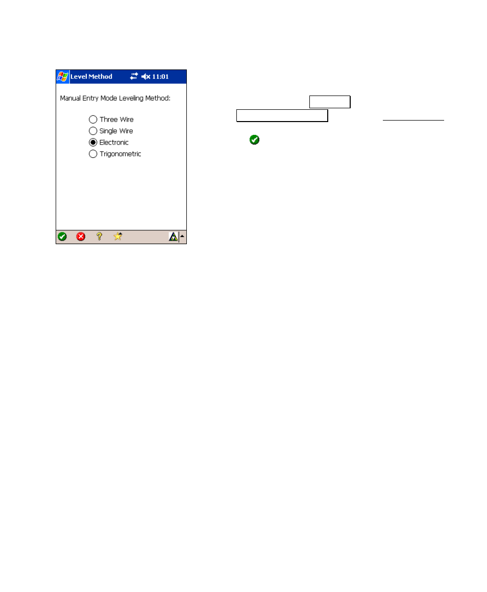 Level loop procedure, Manual leveling | Spectra Precision Survey Pro v4.6 Recon and Nomad User Manual User Manual | Page 215 / 367