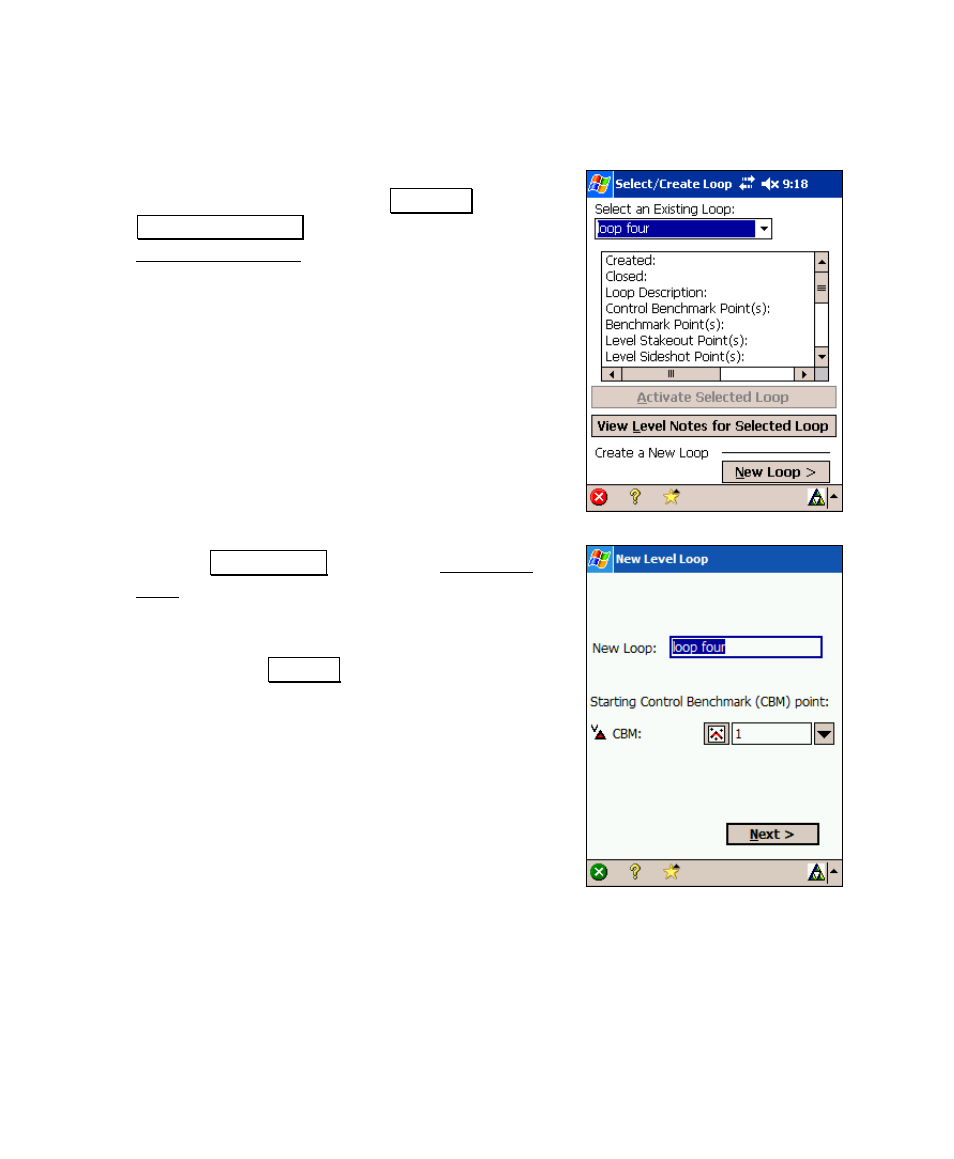 Creating a new loop | Spectra Precision Survey Pro v4.6 Recon and Nomad User Manual User Manual | Page 216 / 367