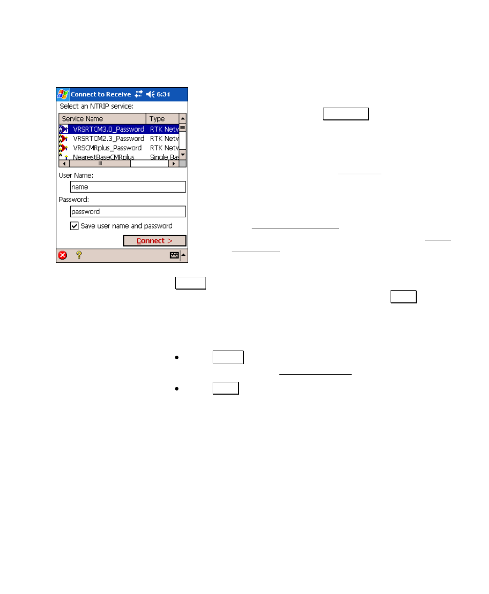 Select ntrip services screen, Setup rover screen, Setup remote base | Spectra Precision Survey Pro v4.6 Recon and Nomad User Manual User Manual | Page 353 / 367