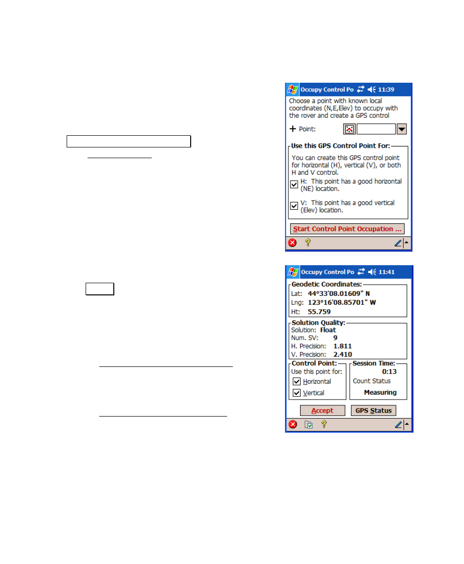 Collect control – screen 1, Collect control – screen 2 | Spectra Precision Survey Pro v4.6 Recon and Nomad User Manual User Manual | Page 356 / 367