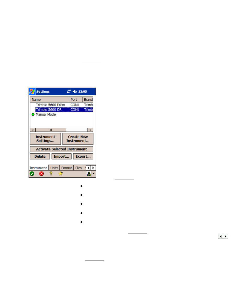 The settings screen | Spectra Precision Survey Pro v4.6 Recon and Nomad User Manual User Manual | Page 43 / 367