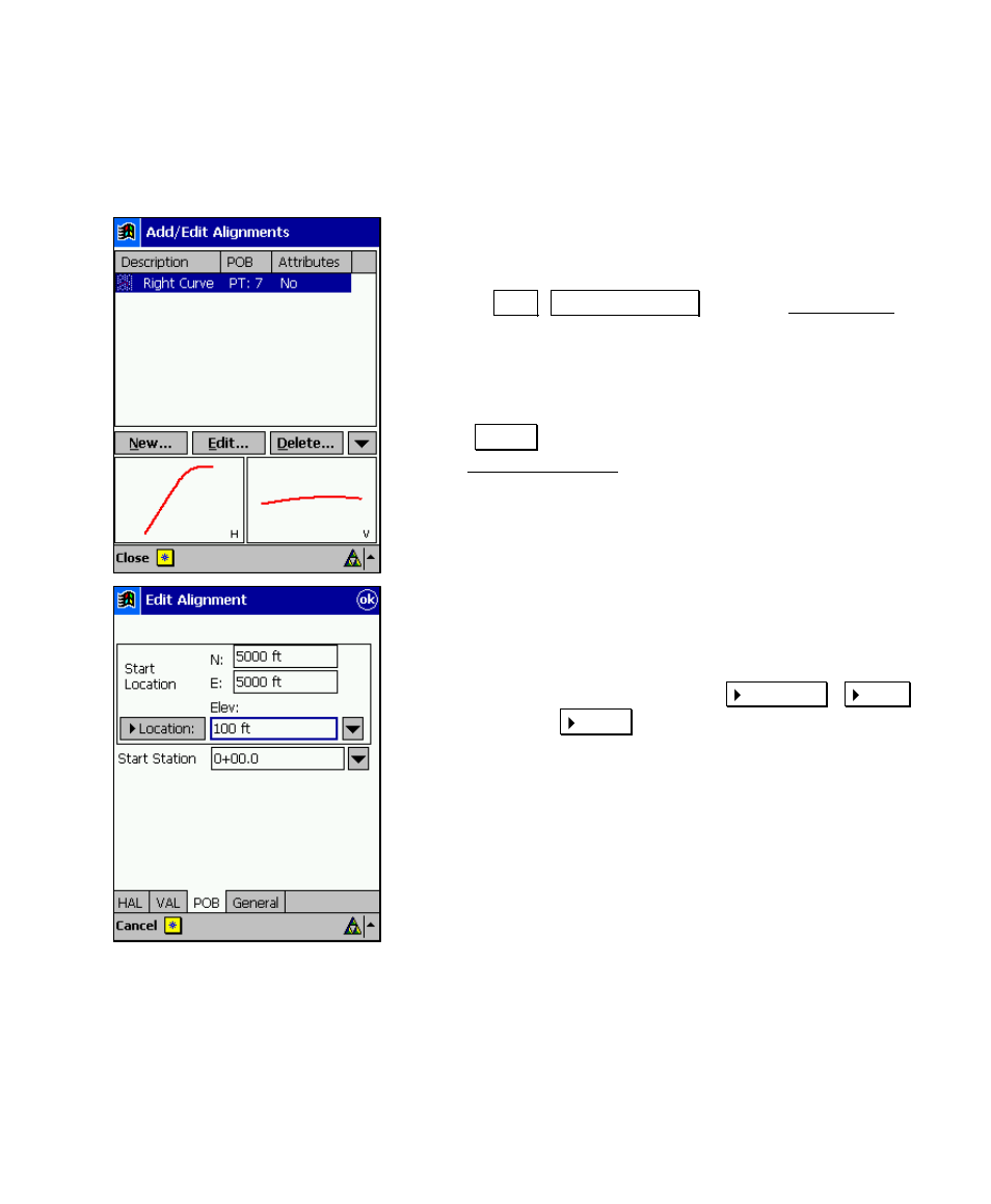 Creating an alignment | Spectra Precision Survey Pro v4.6 Recon and Nomad User Manual User Manual | Page 61 / 367