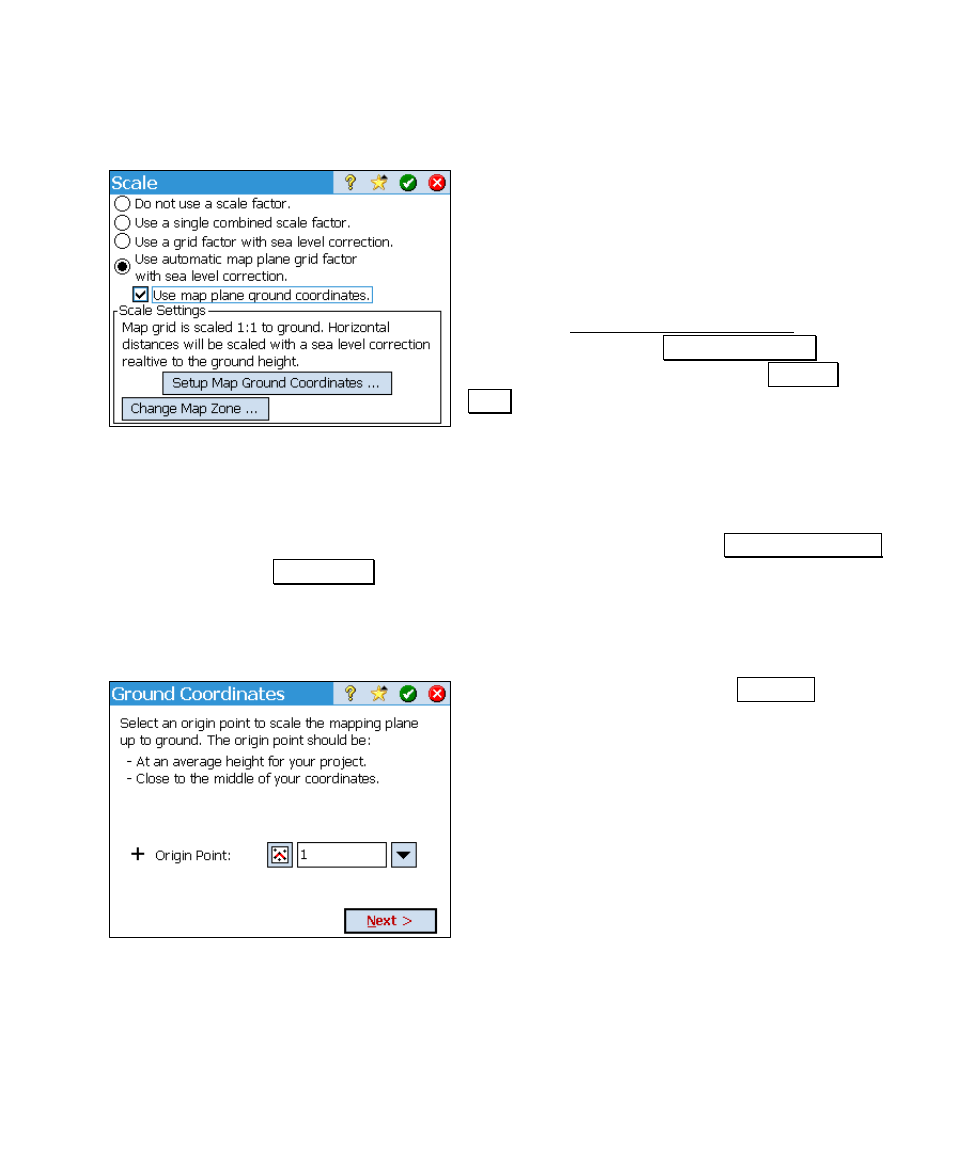 Automatic map plane with sea level | Spectra Precision Survey Pro v4.6 Ranger User Manual User Manual | Page 123 / 337