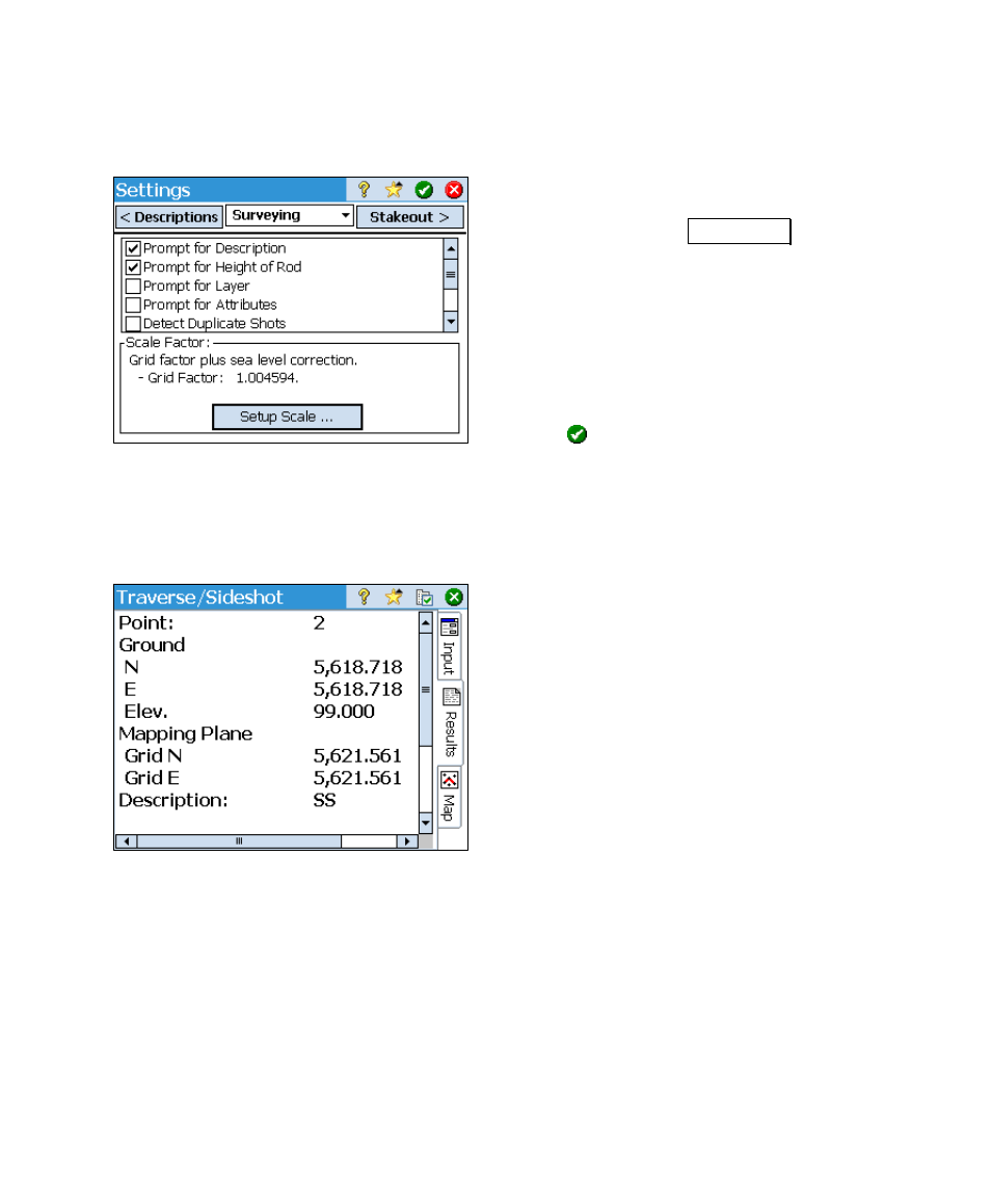 Working with a scale factor, Scale factor for existing jobs | Spectra Precision Survey Pro v4.6 Ranger User Manual User Manual | Page 125 / 337