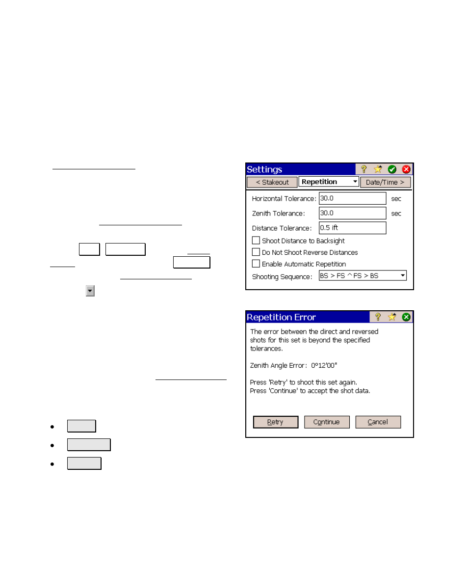 Repetition settings screen | Spectra Precision Survey Pro v4.6 Ranger User Manual User Manual | Page 136 / 337