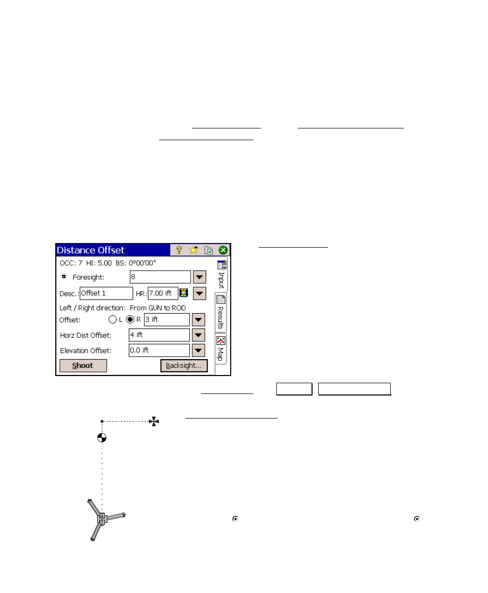 Offset shots, Distance offset screen | Spectra Precision Survey Pro v4.6 Ranger User Manual User Manual | Page 143 / 337