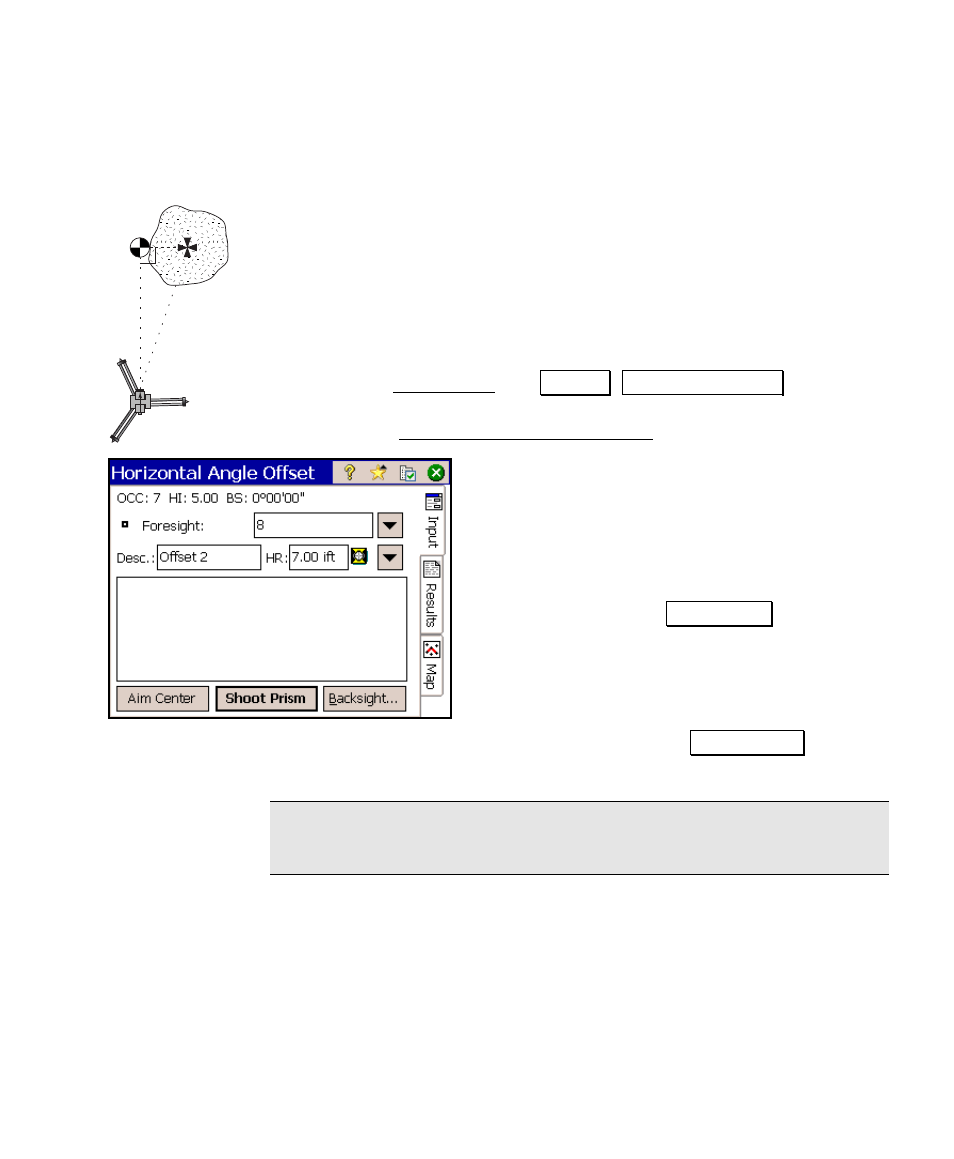 Horizontal angle offset screen | Spectra Precision Survey Pro v4.6 Ranger User Manual User Manual | Page 145 / 337