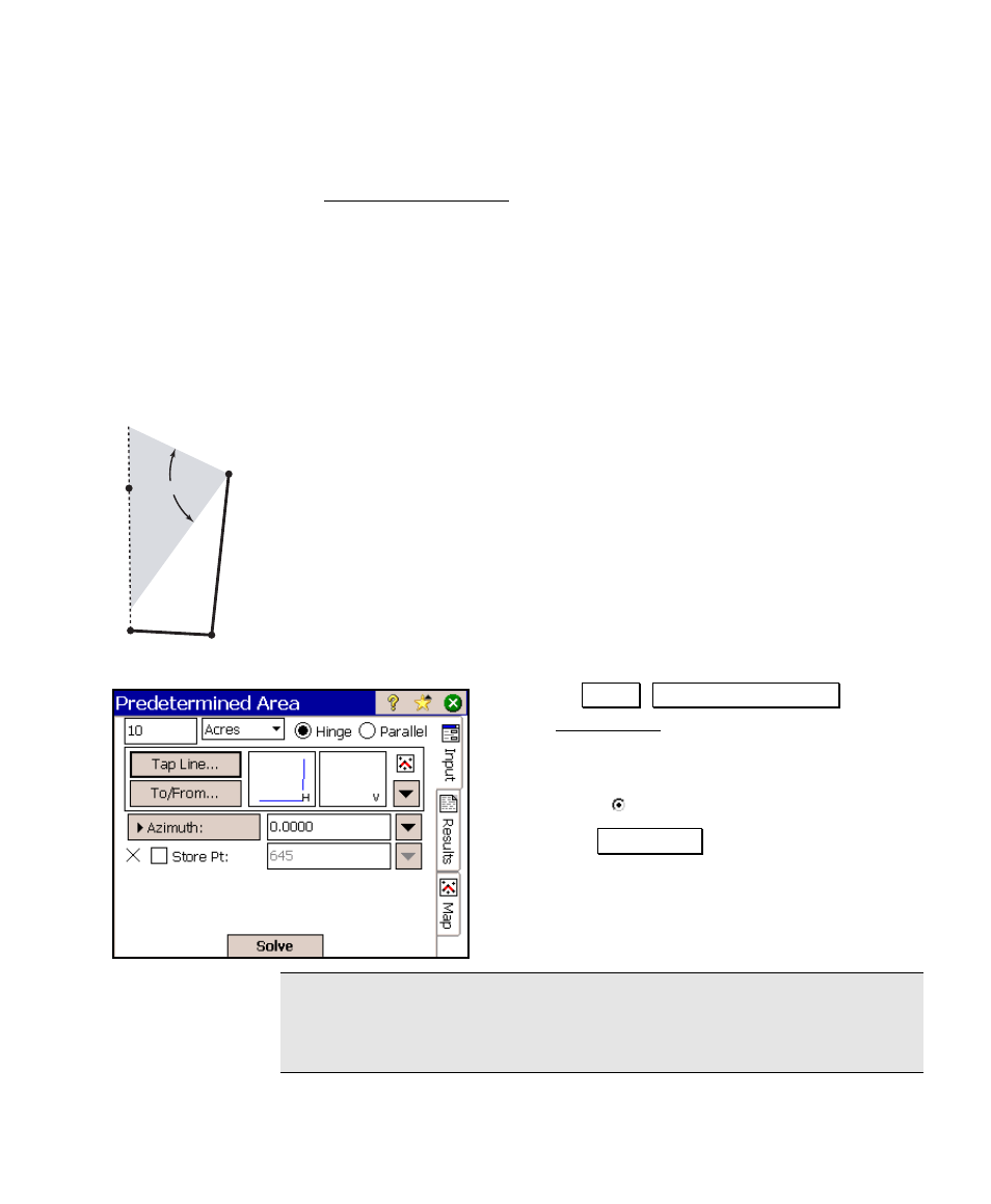 Predetermined area, Hinge method | Spectra Precision Survey Pro v4.6 Ranger User Manual User Manual | Page 169 / 337