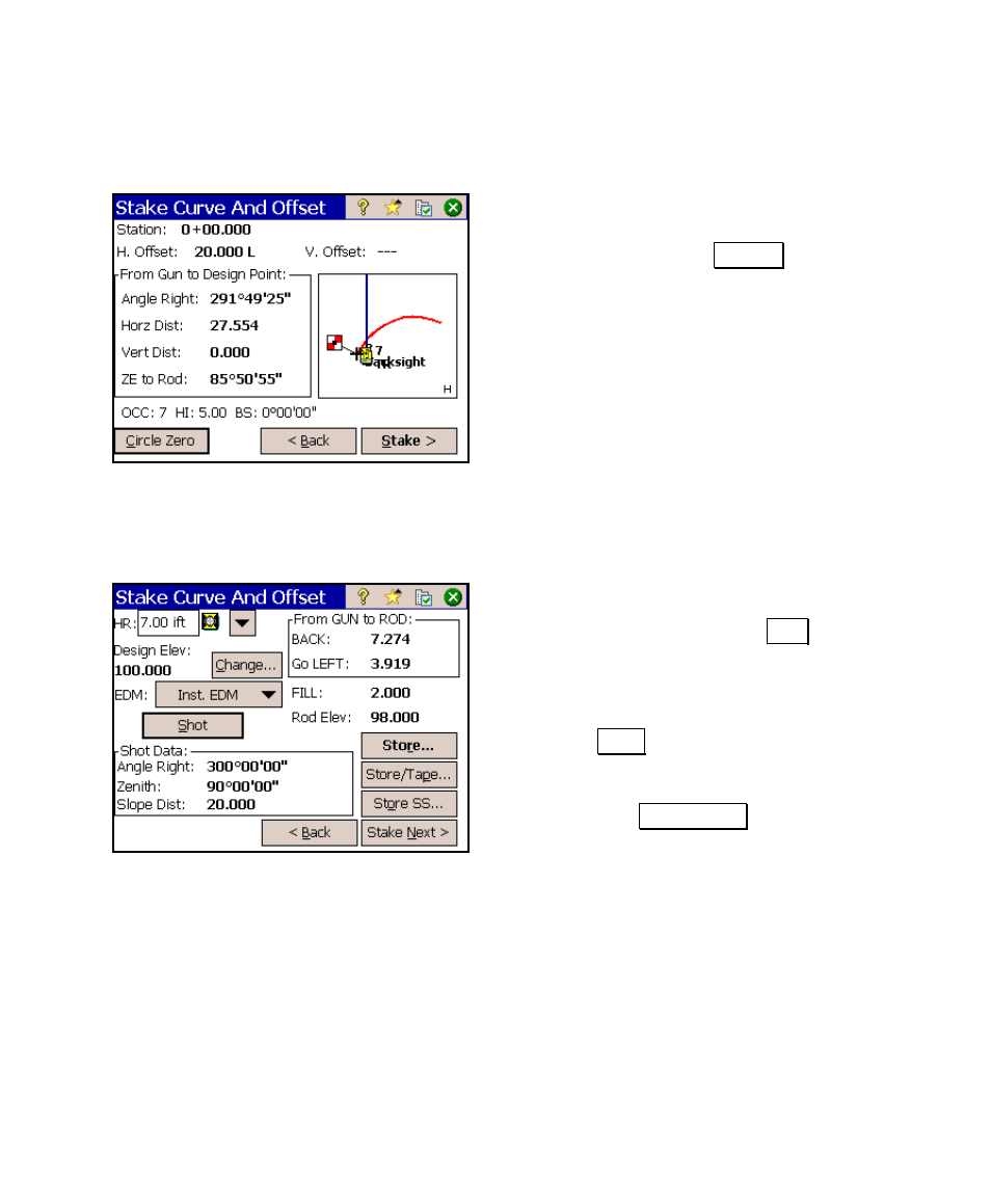 Aim the total station, Stake the point | Spectra Precision Survey Pro v4.6 Ranger User Manual User Manual | Page 179 / 337