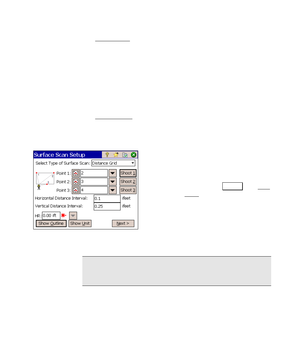 Distance grid | Spectra Precision Survey Pro v4.6 Ranger User Manual User Manual | Page 189 / 337