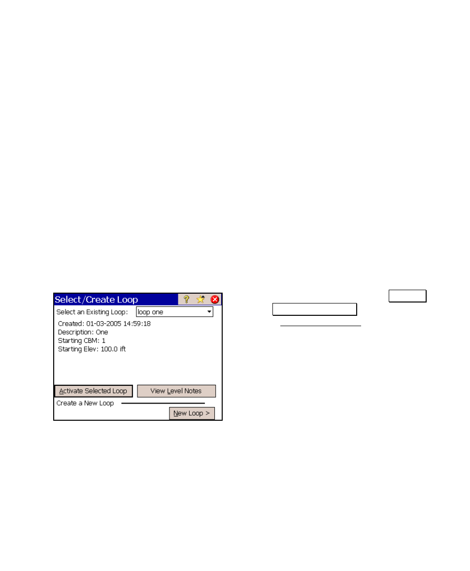 Level loop procedure, Creating a new loop | Spectra Precision Survey Pro v4.6 Ranger User Manual User Manual | Page 197 / 337