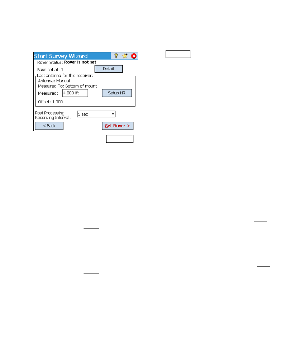 Rover setup – set base reference position, Rover setup – set rover | Spectra Precision Survey Pro v4.6 Ranger User Manual User Manual | Page 265 / 337